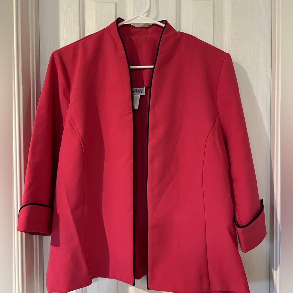 BLAIR vintage hot pink blazer jacket, padded shoulders,  cuffed 3/4 sleeve